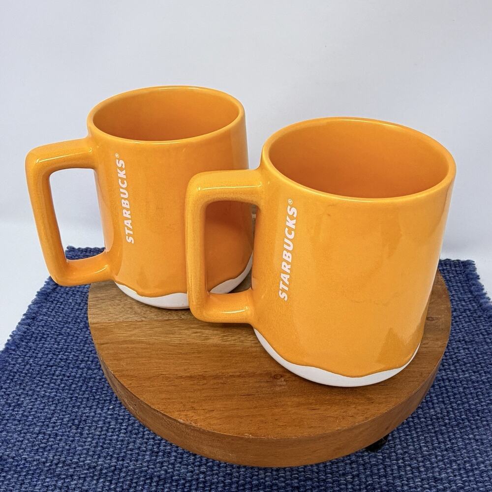 Starbucks 2022 Summer Mango Luster Orange Drip Ceramic Coffee Cup Mug 14oz